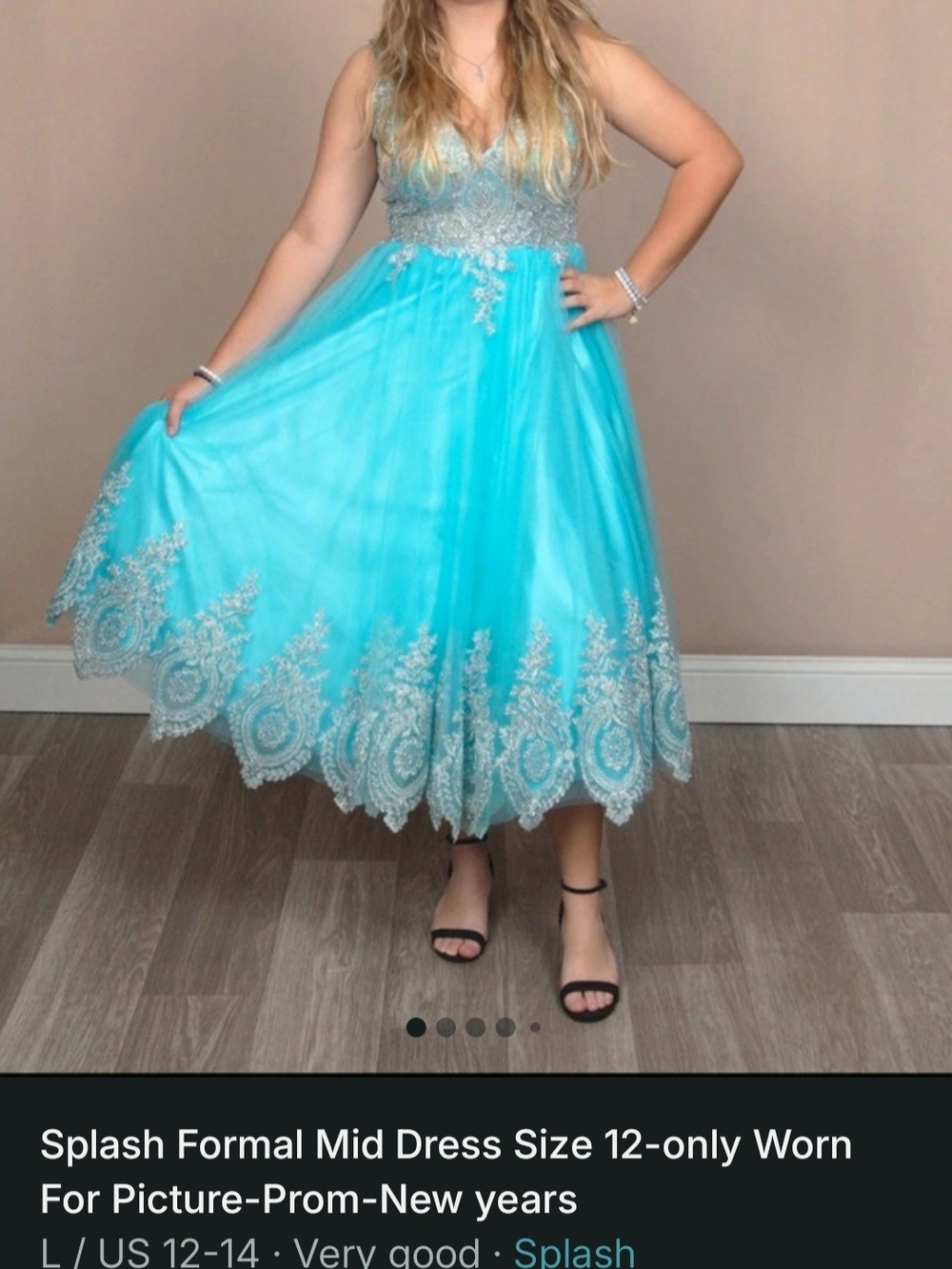 Splash Turquoise and Silver Prom Dress